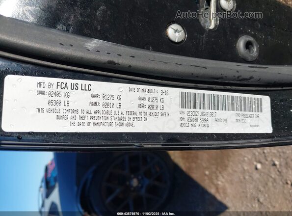 2C3CDZFJ8GH213617 2016 DODGE CHALLENGER Black ძრავის განყოფილების ხედი