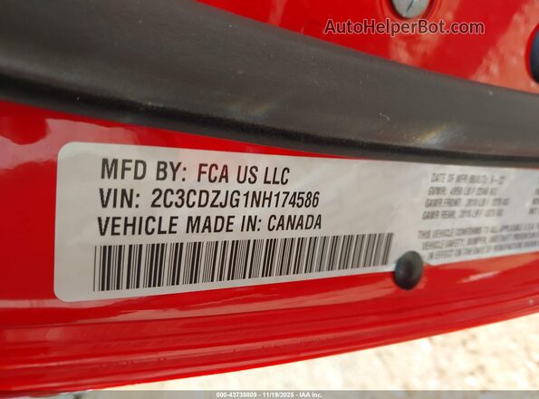 2C3CDZJG1NH174586 2022 DODGE CHALLENGER Красный Вид подкапотного пространства