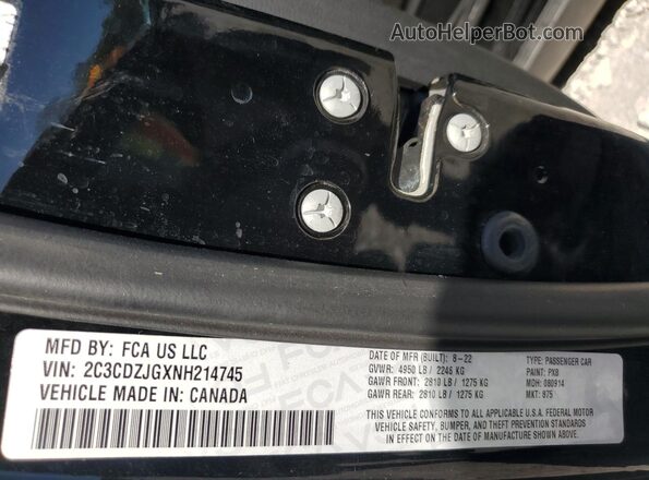 2C3CDZJGXNH214745 2022 DODGE CHALLENGER Black Vista de la etiqueta del VIN
