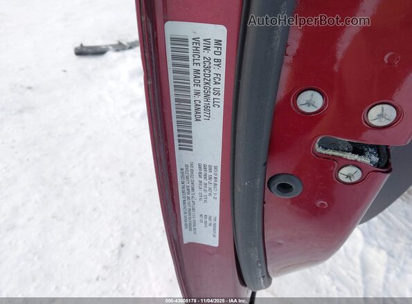2C3CDZKG5NH160771 2022 DODGE CHALLENGER Темно-бордовый Вид подкапотного пространства