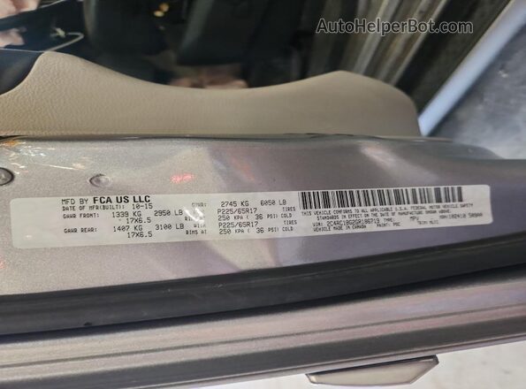 2C4RC1BG2GR186719 2016 CHRYSLER TOWN Silver Widok wnętrza 360 stopni