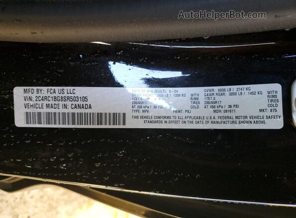 2C4RC1BG8SR503105 2025 CHRYSLER PACIFICA Black Widok wnętrza 360 stopni