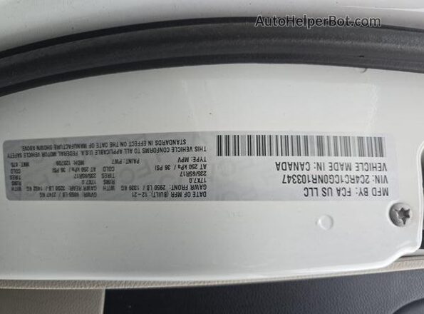 2C4RC1CG0NR103347 2022 CHRYSLER VOYAGER  ხელსაწყოთა პანელის ხედი