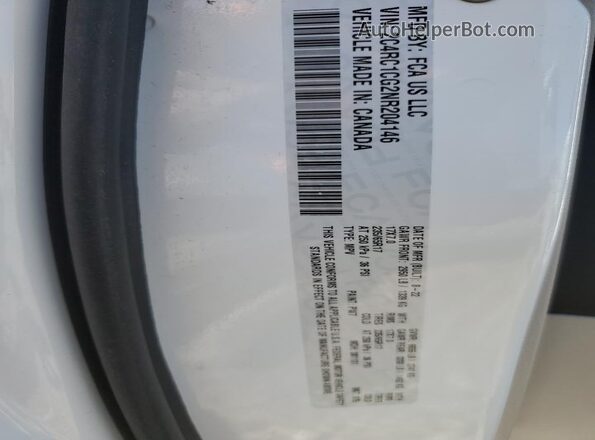 2C4RC1CG2NR204146 2022 CHRYSLER VOYAGER White Вид наклейки з VIN-кодом