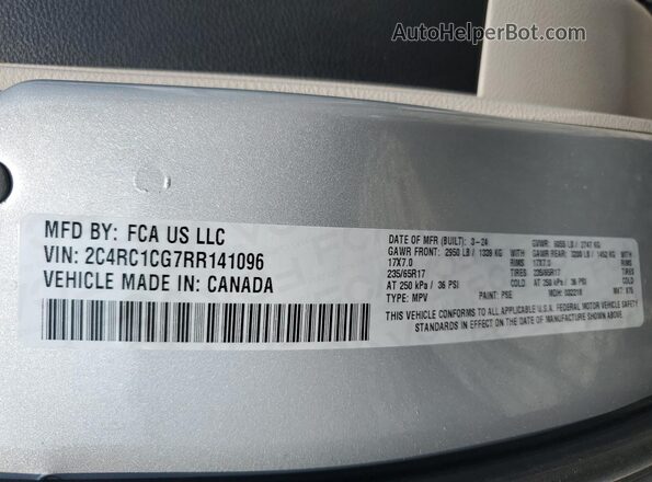 2C4RC1CG7RR141096 2024 CHRYSLER VOYAGER Silver VIN კოდის სტიკერის ხედი