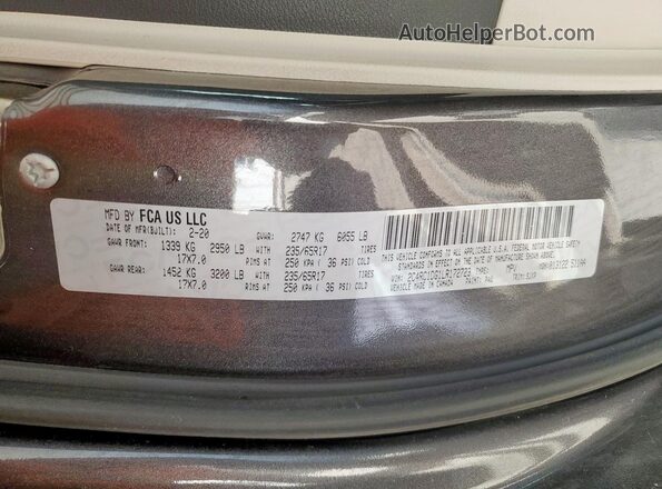 2C4RC1DG1LR172723 2020 CHRYSLER VOYAGER Gray VIN კოდის სტიკერის ხედი