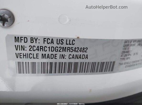2C4RC1DG2MR542482 2021 CHRYSLER VOYAGER White Вид підкапотного простору