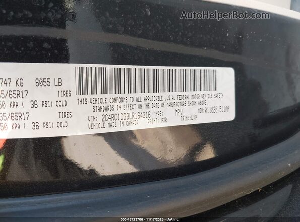 2C4RC1DG3LR164316 2020 CHRYSLER VOYAGER Черный Вид подкапотного пространства
