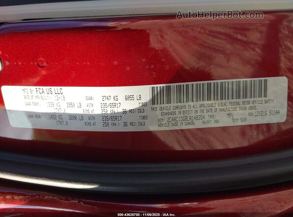 2C4RC1DG8LR148354 2020 CHRYSLER VOYAGER Красный Вид подкапотного пространства