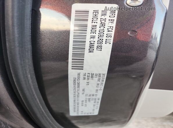 2C4RC1DG9LR261827 2020 CHRYSLER VOYAGER Gray Вид наклейки з VIN-кодом