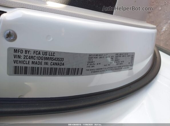 2C4RC1DG9MR543533 2021 CHRYSLER VOYAGER White ძრავის განყოფილების ხედი
