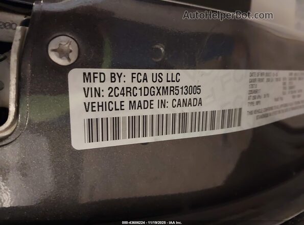 2C4RC1DGXMR513005 2021 CHRYSLER VOYAGER Серый Вид подкапотного пространства