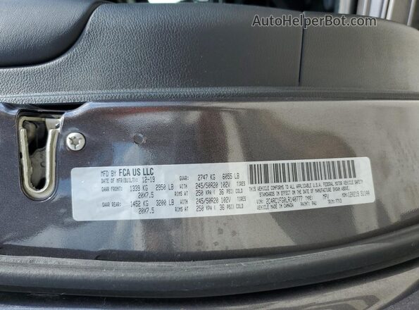 2C4RC1FG0LR140777 2020 CHRYSLER PACIFICA Charcoal 360 interior view