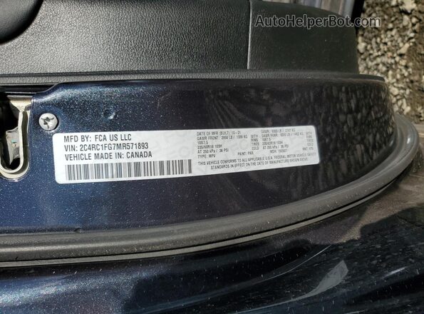 2C4RC1FG7MR571893 2021 CHRYSLER PACIFICA Gray VIN sticker view