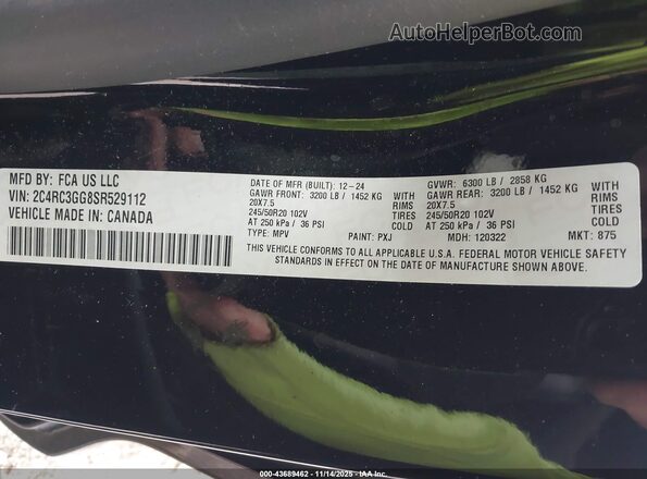 2C4RC3GG8SR529112 2025 CHRYSLER PACIFICA Black Вид підкапотного простору