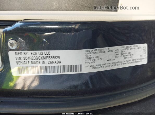 2C4RC3GGXMR536629 2021 CHRYSLER PACIFICA Dark Blue Widok komory silnika