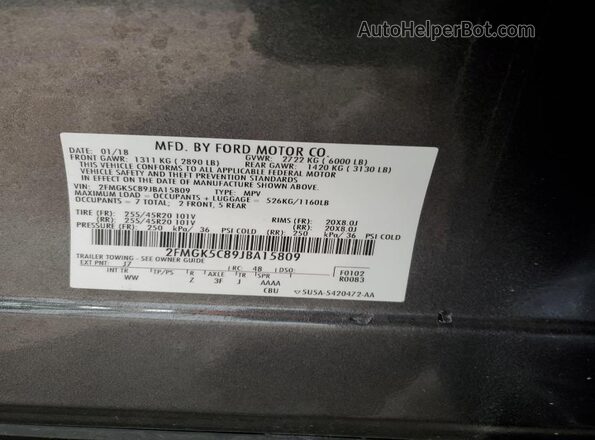 2FMGK5C89JBA15809 2018 FORD FLEX Charcoal 