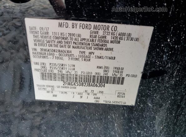2FMGK5D82JBA06304 2018 FORD FLEX Black 