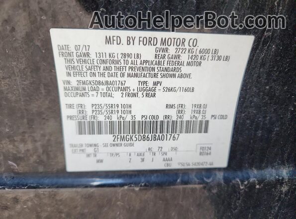 2FMGK5D86JBA01767 2018 FORD FLEX Черный 