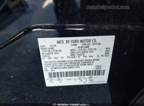 2FMPK3J96LBB61703 2020 FORD EDGE White ძრავის განყოფილების ხედი
