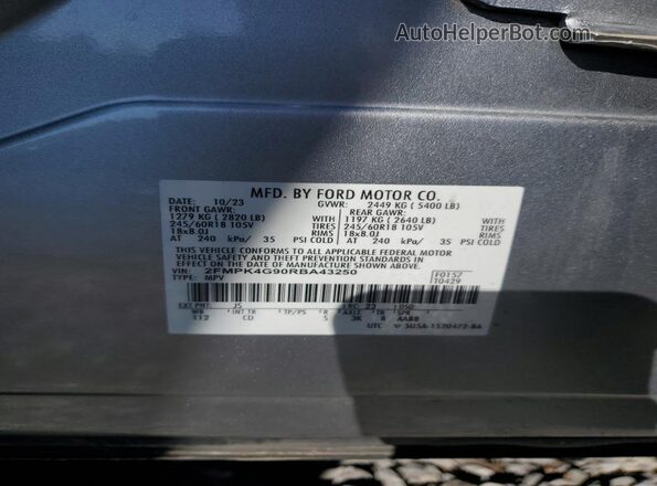 2FMPK4G90RBA43250 2024 FORD EDGE Silver Widok komory silnika