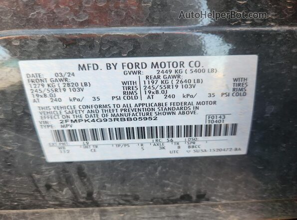 2FMPK4G93RBB05952 2024 FORD EDGE Green Engine compartment view