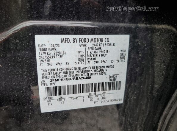 2FMPK4G97RBA26459 2024 FORD EDGE Black VIN sticker view