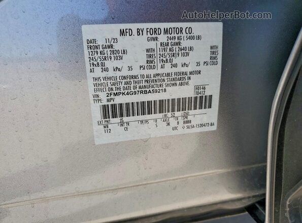 2FMPK4G97RBA59218 2024 FORD EDGE Silver VIN კოდის სტიკერის ხედი