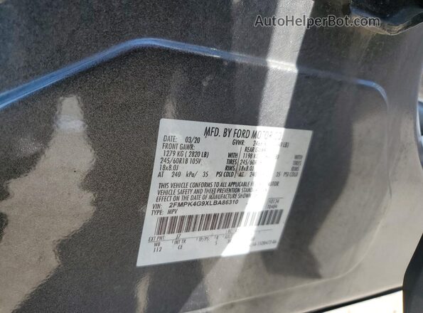 2FMPK4G9XLBA86310 2020 FORD EDGE Gray VIN կոդի պիտակի տեսք