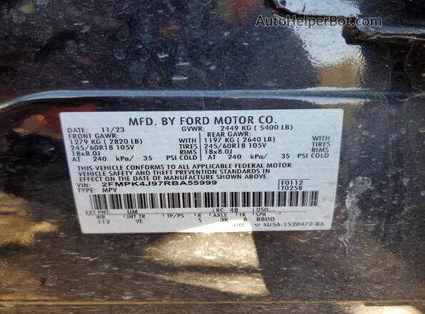 2FMPK4J97RBA55999 2024 FORD EDGE Black Вид наклейки з VIN-кодом