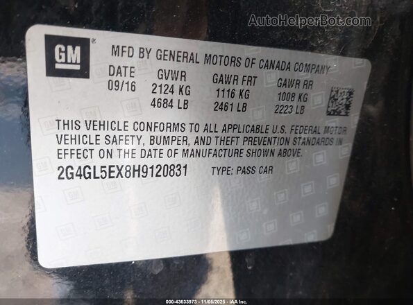 2G4GL5EX8H9120831 2017 BUICK REGAL Black 