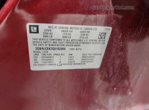 2GNALCEK7G6182084 2016 CHEVROLET EQUINOX Maroon VIN կոդի պիտակի տեսք