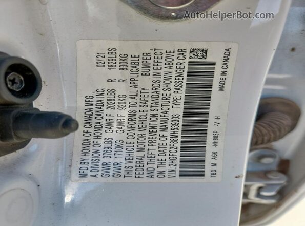 2HGFC2F88MH539303 2021 HONDA CIVIC White 