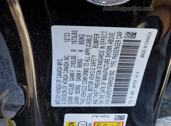 2HGFE1F9XRH321593 2024 HONDA CIVIC Black VIN კოდის სტიკერის ხედი