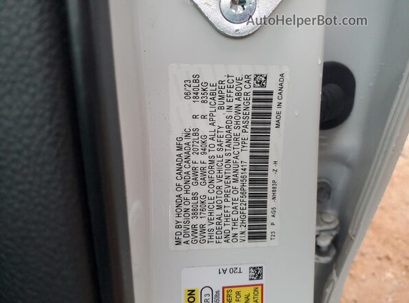 2HGFE2F56PH561417 2023 HONDA CIVIC White Widok komory silnika