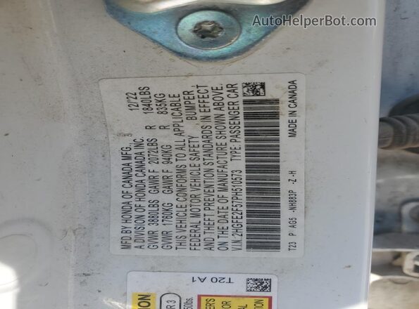 2HGFE2F57PH510573 2023 HONDA CIVIC White Շարժիչի բաժամունքի տեսք