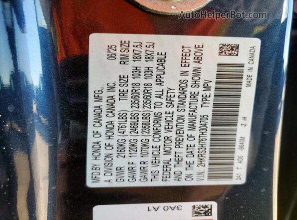 2HKRS3H76TH304705 2026 HONDA CR-V Blue VIN sticker view