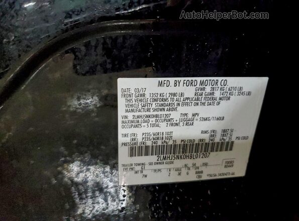 2LMHJ5NK0HBL01207 2017 LINCOLN MKT Black Engine compartment view