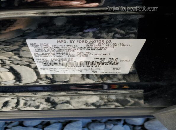 2LMHJ5NK2HBL01824 2017 LINCOLN MKT Black Շարժիչի բաժամունքի տեսք