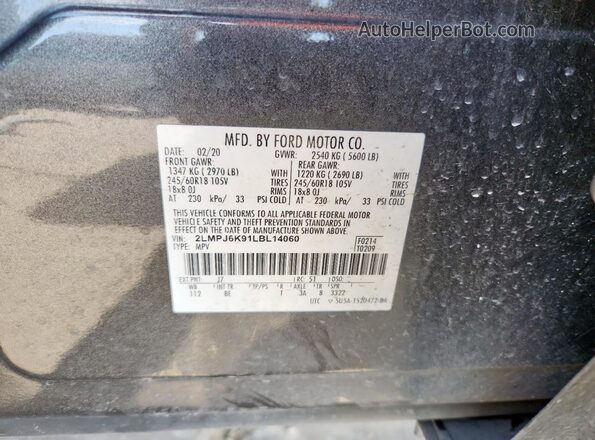 2LMPJ6K91LBL14060 2020 LINCOLN NAUTILUS Gray Engine compartment view