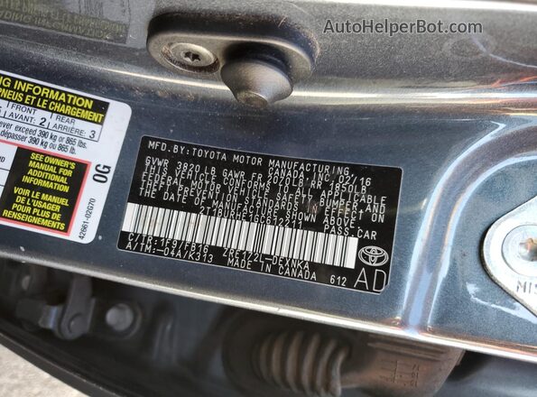 2T1BURHE1GC612211 2016 TOYOTA LL Gray 