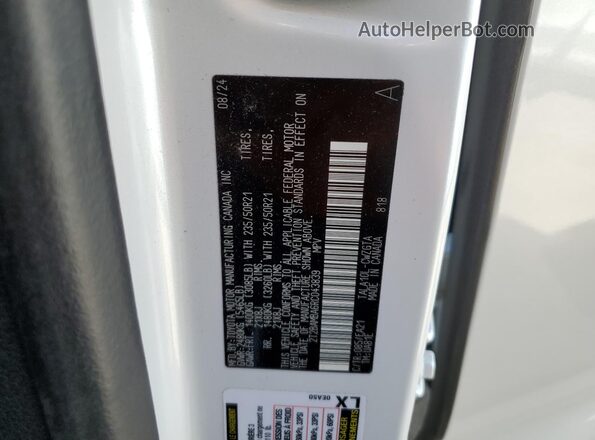 2T2BAMBA6RC043839 2024 LEXUS RX White Widok naklejki z numerem VIN