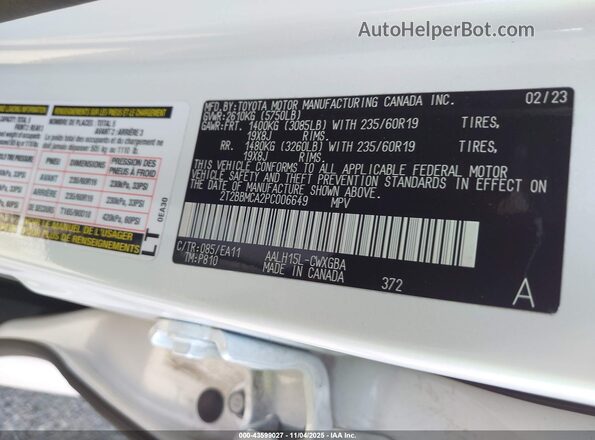 2T2BBMCA2PC006649 2023 LEXUS RX 350H White Vista del compartimento del motor