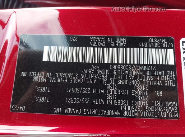 2T2BBMCA7SC088063 2025 LEXUS RX 350H Красный Вид подкапотного пространства