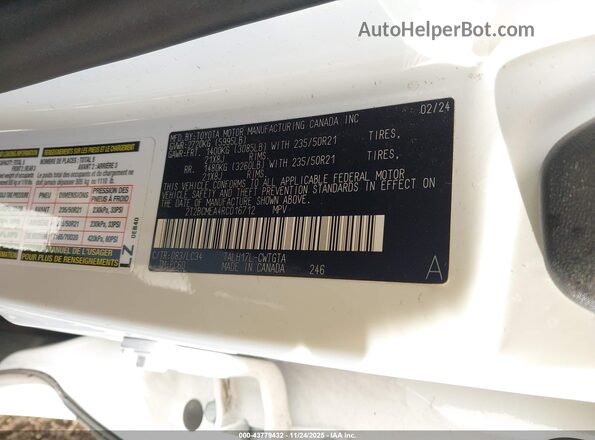 2T2BCMEA4RC016712 2024 LEXUS RX 500H White ძრავის განყოფილების ხედი