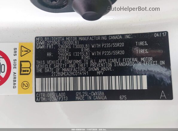 2T2BGMCA2HC014141 2017 LEXUS RX 450H White Vista del compartimento del motor