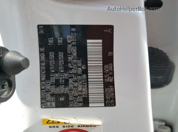 2T2BZMCA2JC151984 2018 LEXUS RX White VIN sticker view