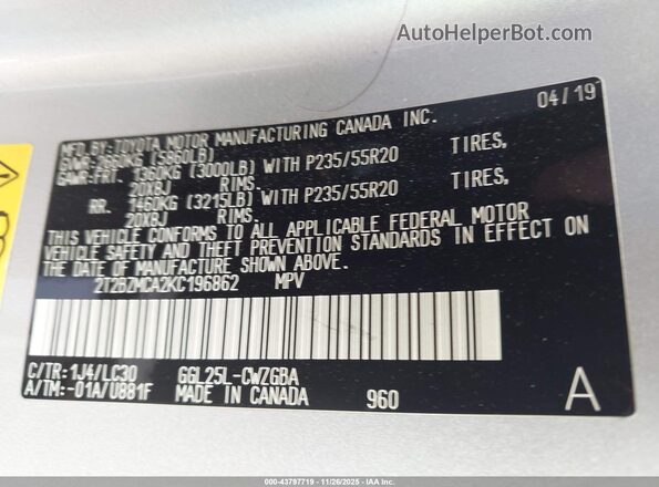 2T2BZMCA2KC196862 2019 LEXUS RX 350 Silver Engine compartment view