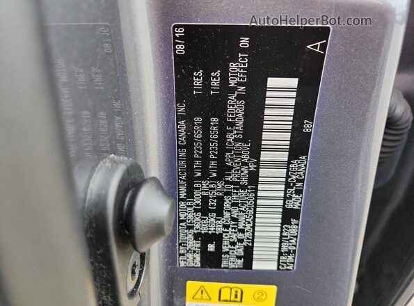 2T2BZMCA5GC050611 2016 LEXUS RX Серый Вид наклейки с VIN-кодом