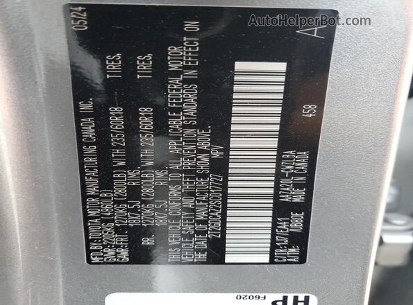 2T2GDCAZ2SC017727 2025 LEXUS NX Silver VIN sticker view